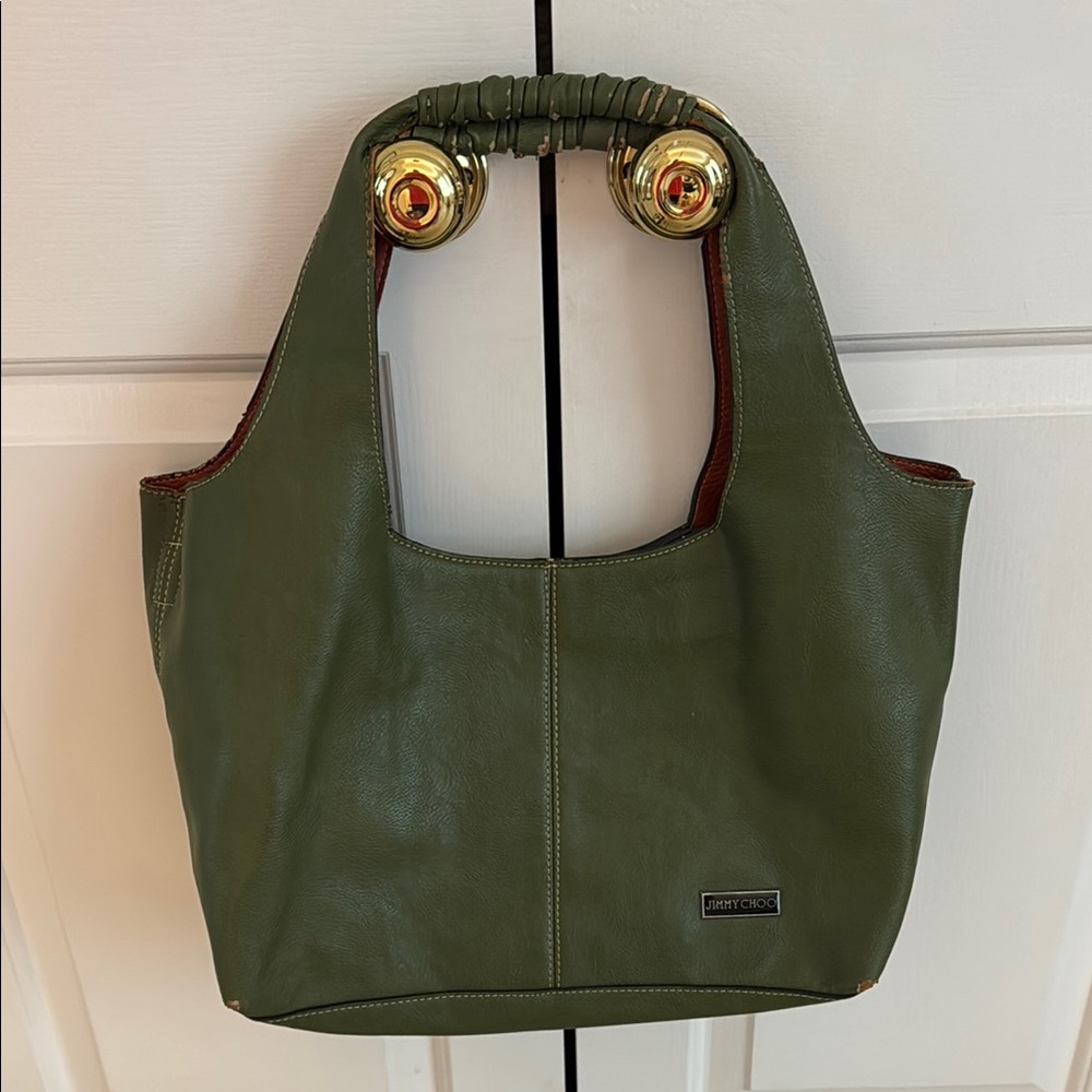 Jimmy Choo Green Shoulder Bag with Gold Hardware